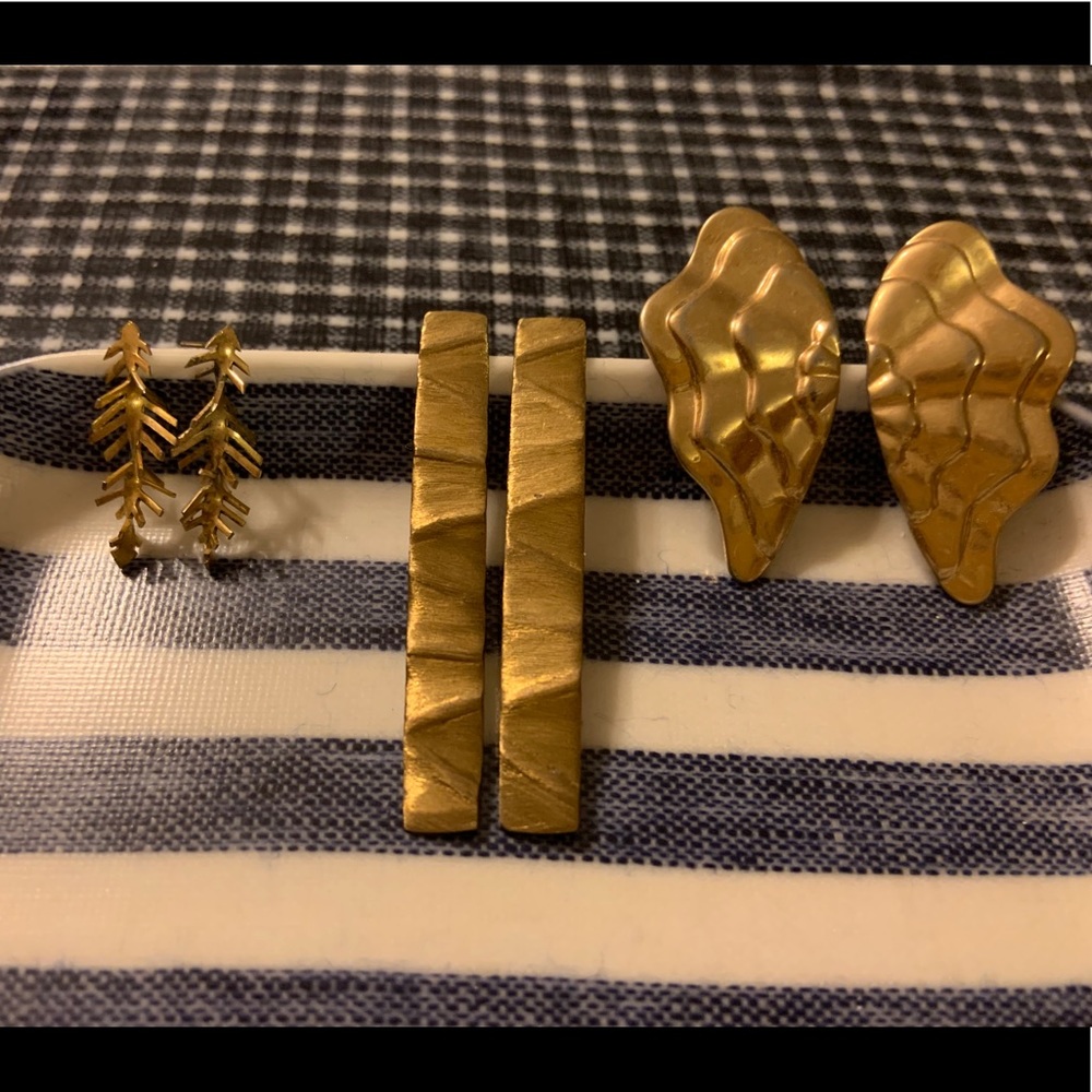 Vintage handmade brass earring set